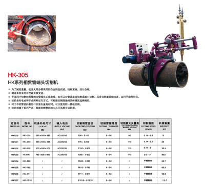 【上海華威 HK-305 相貫管端頭切割機】價格,廠家,圖片,其他熱切割設備,南通閃光焊割探傷器材-