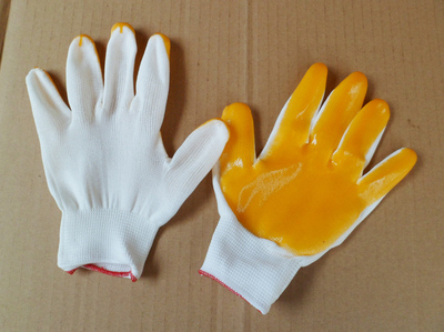 【尼龍PVC 單面掛膠 乳膠橡膠 防滑耐磨 防護工作業 勞保手套】價格,廠家,圖片,防護手套,臨沂金地開勞保用品-